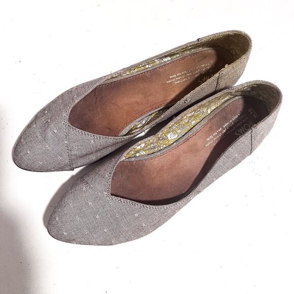 TOMS Grey/Gray Chambray Dot Women's Jutti Flats Size 10 - Picture 4 of 8